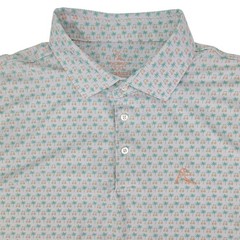 Rhoback The Birdie Golf Polo Shirt Mens XXL White Palm Tree Golf Cart Print AOP
