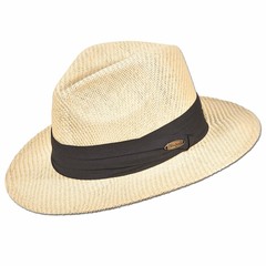 Panama Jack Matte Toyo Straw Safari Sun Hat with 3-Pleat Ribbon Band