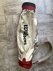 Wilson Carry Golf Bag Beige/Red/Black Canvas 2-Way Divider Shoulder Strap Zip