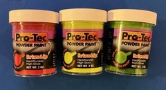 3 2oz Jars Pro-Tec Powder Paint For Lures & Jigs, Full, Red, Chartreuse, Green