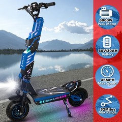 JL80 Dual Motor, 6000W Adult Electric Scooter 12″ Off-Road NFC APP Quick Release