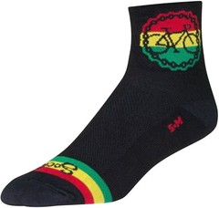 SockGuy Classic Rasta Ride Socks – 3 inch, Black/Rasta, Large/X-Large