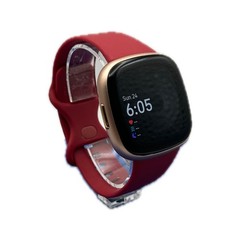 Fitbit Versa 4 Wristband Activity Tracker – Red Small Band Soft Gold GPS Used