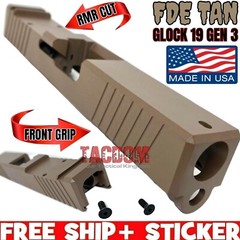 AGGRESSIVE ARMS RMR OPTIC CUT Slide for GL0CK 19 FDE TAN 416 STAINLESS STEEL G19