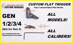 CUSTOM FLAT TRIGGER SHOE FOR GLOCK (FULLY ADJUSTABLE PRE-TRAVEL) GEN 1 2 3 4