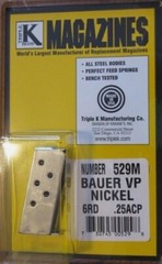 TRIPLE K 529M Bauer Fraser VP Vest Pocket 25 ACP AUTO Magazine 6RD BABY BROWNING
