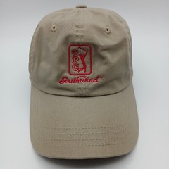 TPC Southwind Golf Hat Cap Imperial Strap Back Khaki Beige Red Script Logo