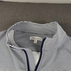 Peter Millar Mens Large Quarter Zip Pullover Blue White Stripe OMRF Performance