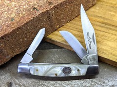 Pocket Knife Folding Abalone 4″ White Pearl 3 Blade Classic Stockman Hunter