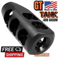 GT BLACK 2.5″ Compensator THE TANK 5/8 X 32 TPI .458 SOCOM REDUCE MUZZLE CLIMB