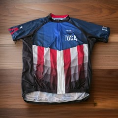 Primal «1776» Team USA Red White Blue Biking Jersey Mens Sz L Short Sleeve EUC