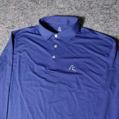 Rhoback Mens Long Sleeve Performance Polo Shirt Blue Stripe Golf Top Large