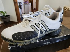 adidas Powerband Mens Golf Shoes US M 9.5 White/Navy/Gray *NIOB