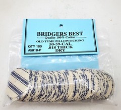 Bridgers Best Pillow Ticking Patches 100% Cotton .50-.59 Cal .018″ Muzzleloader