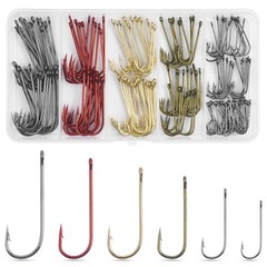 Crappie Panfish Fishing Hooks Aberdeen Hook Kit, 150pcs 6 Sizes, Mixed Colors