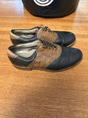 VINTAGE FootJoy «Classic» Black Leather/Brown Knit Gator Men’s Golf Shoes 12D