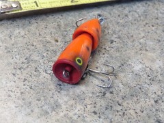 Rare, Vintage Lucky Day Dubl-Pop Orange/Black Lure 2″, Excellent