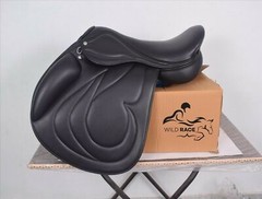 WILD RACE Leather Jumping/Close contact, Double Flap Changeable Gullets Saddle