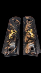 Colt 1911 Brown with Gold Horse Grips