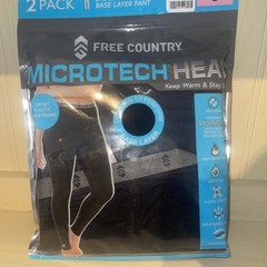 2 Pack FREE COUNTRY SMALL Ladies Base Layer Bottom Black Pants Microtech Heat