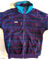 Vintage Columbia Mens Fleece Jacket Full Zip Aztec Southwest Purple Retro – Sz L