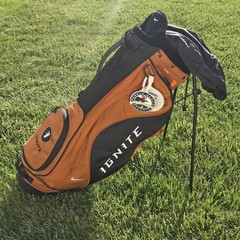 Nike Ignite Sport 4-Way Divider Golf Stand Bag Black Orange w/ Rain Cover