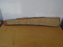 Vintage BOYT Tan 45 in Rifle Case ~ Canvas and Leather with Wool Lining