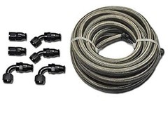 TT Racing -6 AN6 PTFE Black Swivel Fittings & Stainless Steel Fuel Line Hose