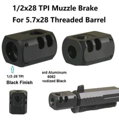 Black 1/2×28 1/2-28 TPI Muzzle Brake Compensator For 5.7×28 Threaded Barrel