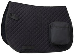 Australian or English Saddle Pocket Pad – Cotton Quilted – Storage – Blk or Brwn