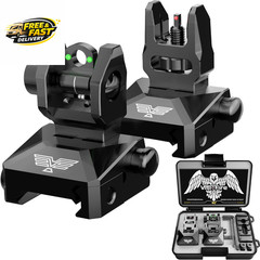 Fiber Optic Iron Sights for Picatinny Rail | Flip up Front and Rear Backup Sight