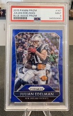 2015 Panini Prizm Blue Wave #167 Julian Edelman /150 New England Patriots PSA 9