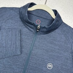 TravisMathew Quarter Zip Pullover Mens XL Navy Blue Heathered Performance Top