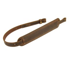 Nohma Leather_Buffalo Leather Rifle Gun Sling, Crazy Horse Brown_Amish Handmade