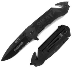 Spring Assisted Edge-Tactical Rescue Knife Glass Breaker Belt Cutter SWAT Force