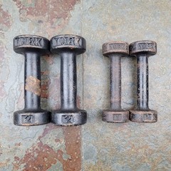 YORK Barbells 1 lbs & 2 lbs Sets Roundhead Dumbbells Vintage