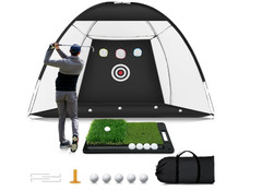10x7FT Golf Practice Net w/ Mat – Indoor & Outdoor Swing Training