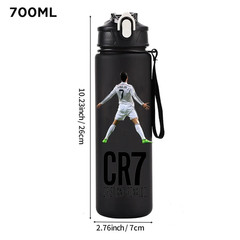 Cristiano Ronaldo Sports Water Bottle Shaker Outdoor Travel Portable Leakproof D