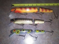 2 DALE WILEY MUSKY KING 9 & 7″ JNTD. LSC MUSKY FISHING LURE CRANK BAIT + UNKNOWN