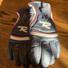 VTG Rossignol Men’s Ski Gloves Navy Gray & Red Leather -M Outdoor Sports Rare!