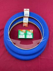 NEW! PAIR OF BMX SOLID BLUE DURO TIRES IN 18 X 1.95 FANTASY TREAD WITH TUBES!