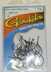 GAMAKATSU SPLIT SHOT/DROP SHOT 1/0 VALUE PACK 25 HOOKS BASS FISHING #50411-25