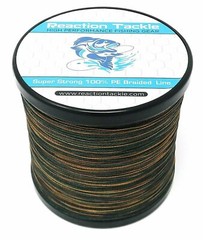 Reaction Tackle Braided Fishing Line Green Camouflage 4 and 8 Strand Braid