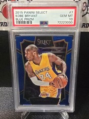 2015 Panini Select Blue Prizm /249 KOBE BRYANT #7 PSA 10 GEM MINT