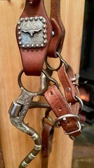 Calvin Allen Bridle Rig Silver Mounted Shank Snaffle Bit + Split Reins Texas USA
