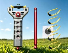 Metal Repeater Pocket Slingshot D 1 Mag 5 Band Sets Target Practice Toy