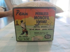 VINTAGE PENN PEERLESS MONOFIL 109MF LEVEL WIND BOX & CONTENTS