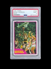 1981-82 Topps #109 Magic Johnson PSA 9 Graded Basketball Card Super Action West