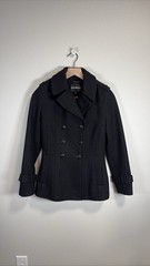 Women’s Black Wool Blend Double Breasted Peacoat Jacket