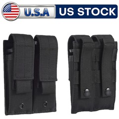 Tactical Double Magazine Pouch -9mm Single Stacked Magazines – 7 – 10 Rounds